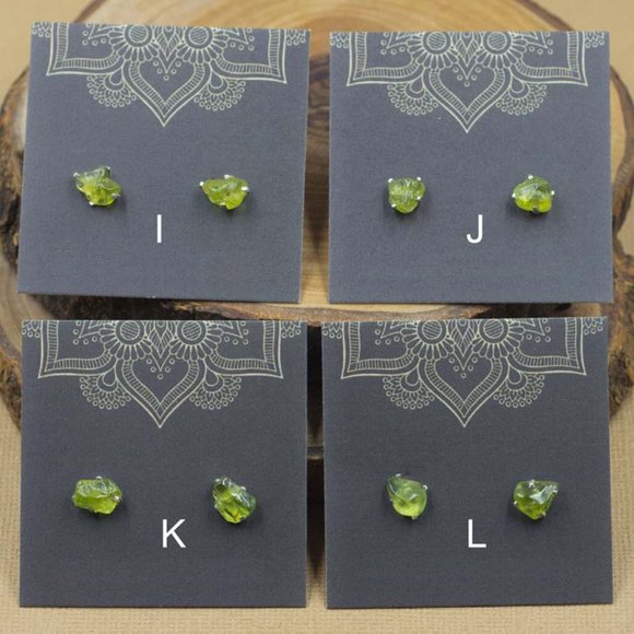 Peridot and Sterling Silver Crystal Stud Earrings - Choose the pair you want - Picture 4 of 6